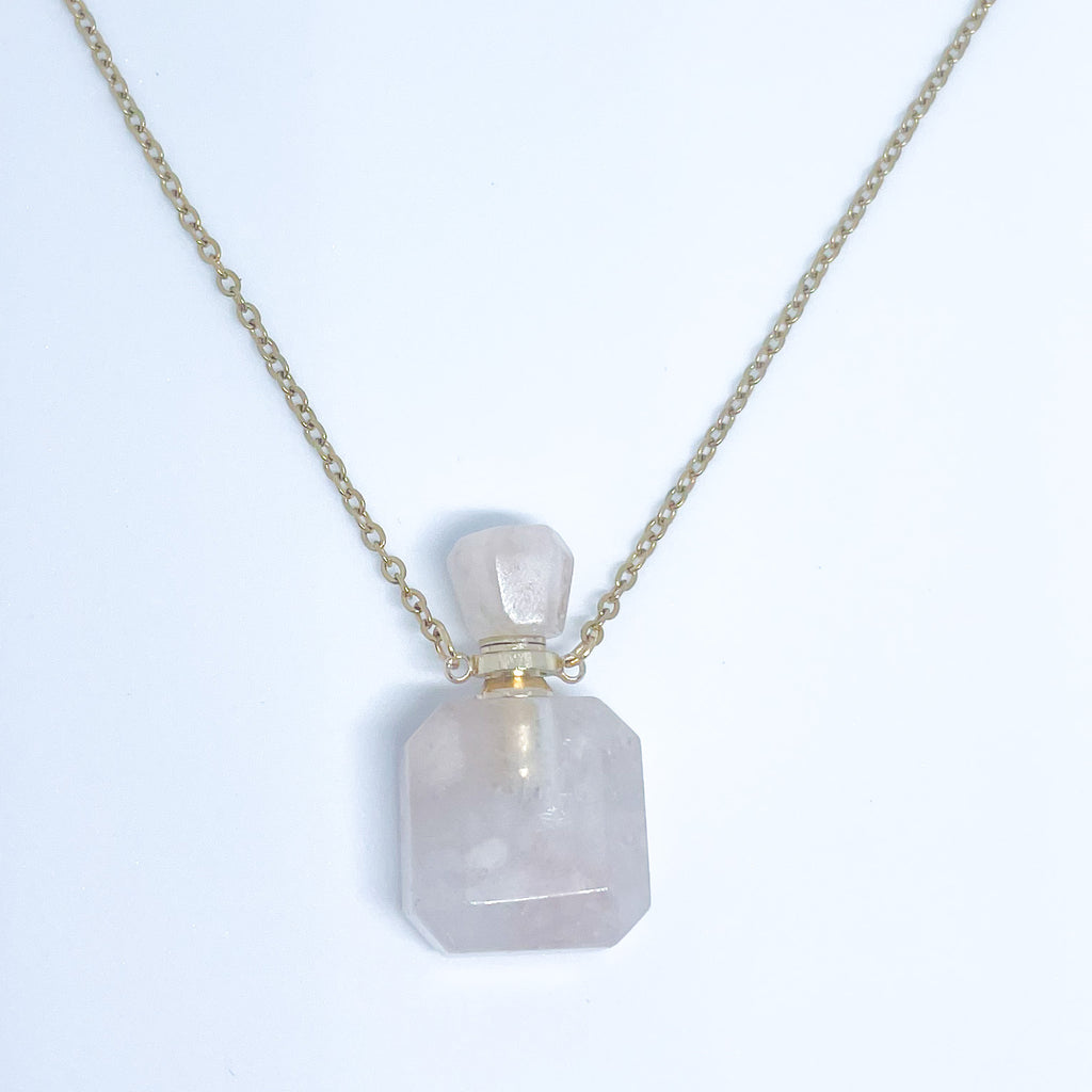 Gemstone Energy Bottle necklace Cherry Agate (gold)