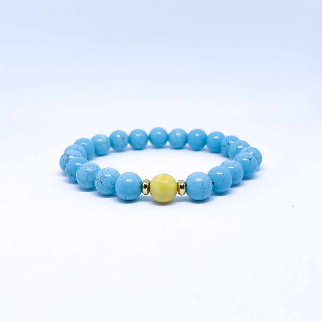 Natural Gemstone Turquoise and Jade Support Ukraine bracelets Set Nation Flag Ukranian 8mm beads