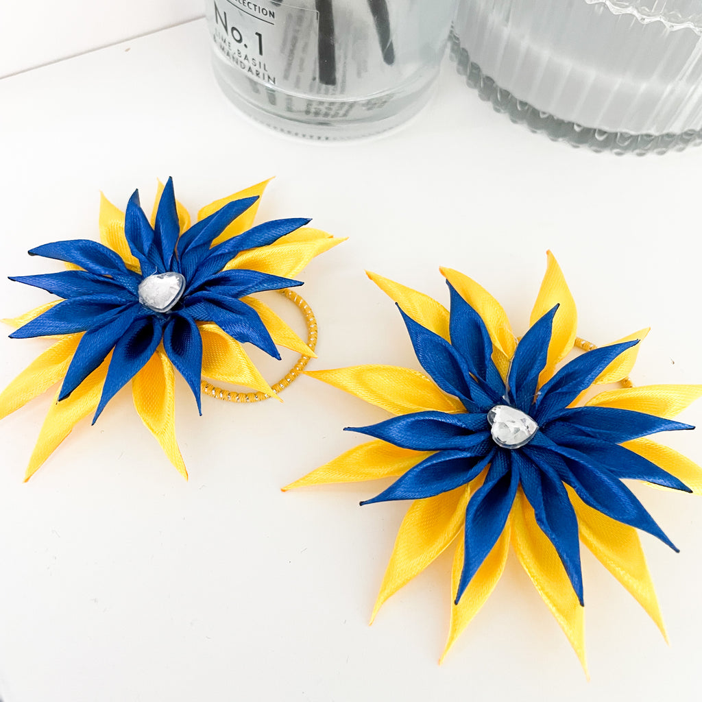 Handmade Hair Tie bobbles scrunchie Support Ukraine Ukranian flag