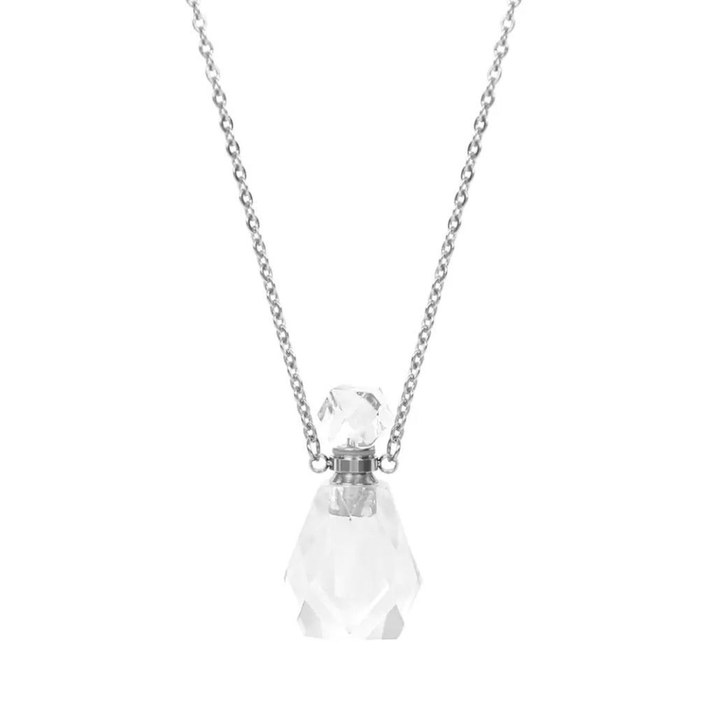 Gemstone Energy Bottle necklace Clear Quartz (silver)
