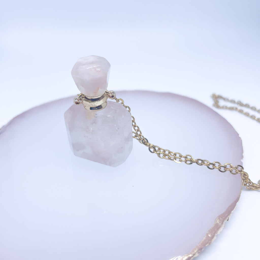 Gemstone Energy Bottle necklace Cherry Agate (gold)