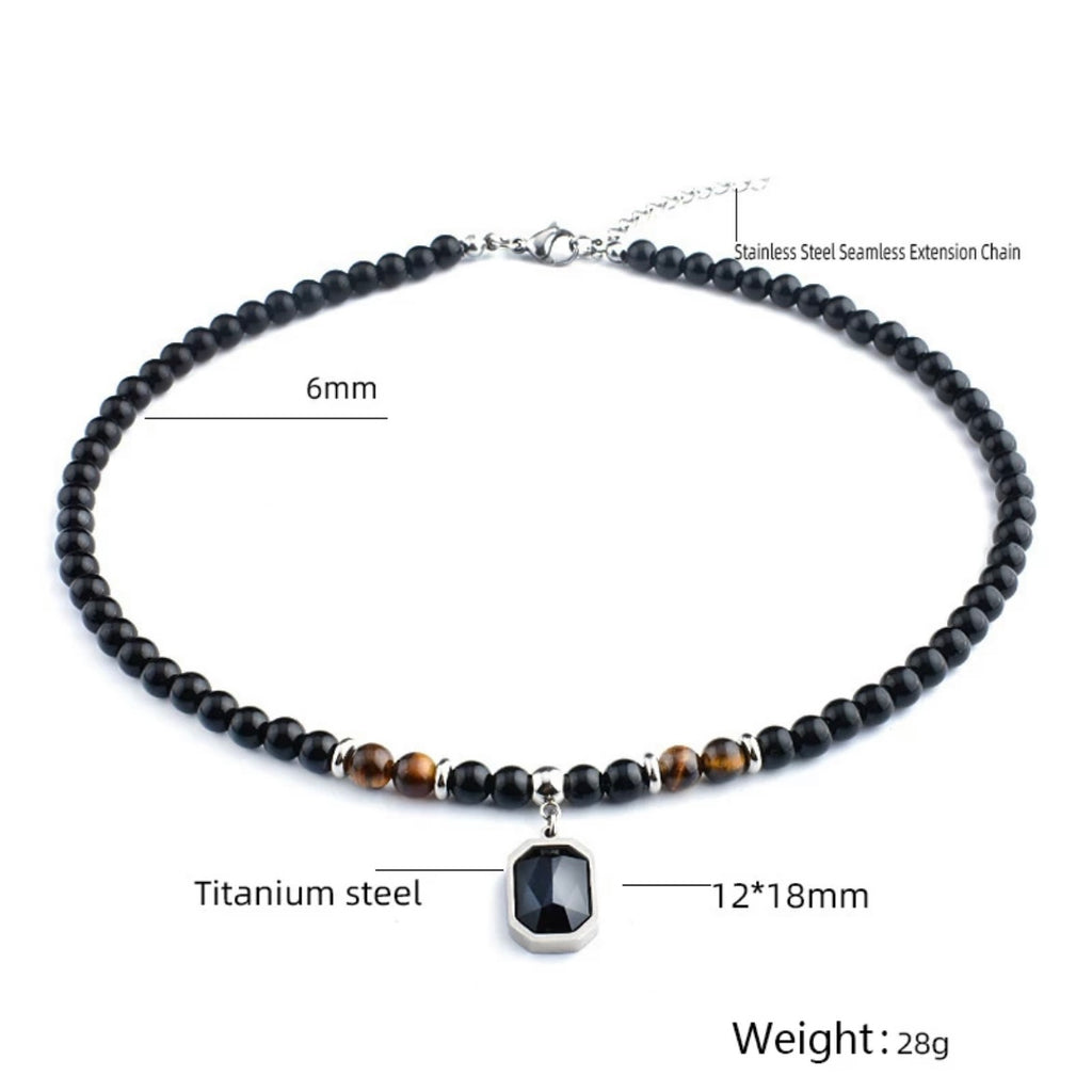 Tiger eye and onyx men Necklace