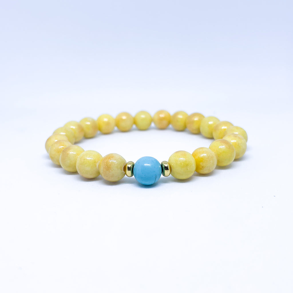 Natural Gemstone Turquoise and Jade Support Ukraine bracelets Set Nation Flag Ukranian 8mm beads
