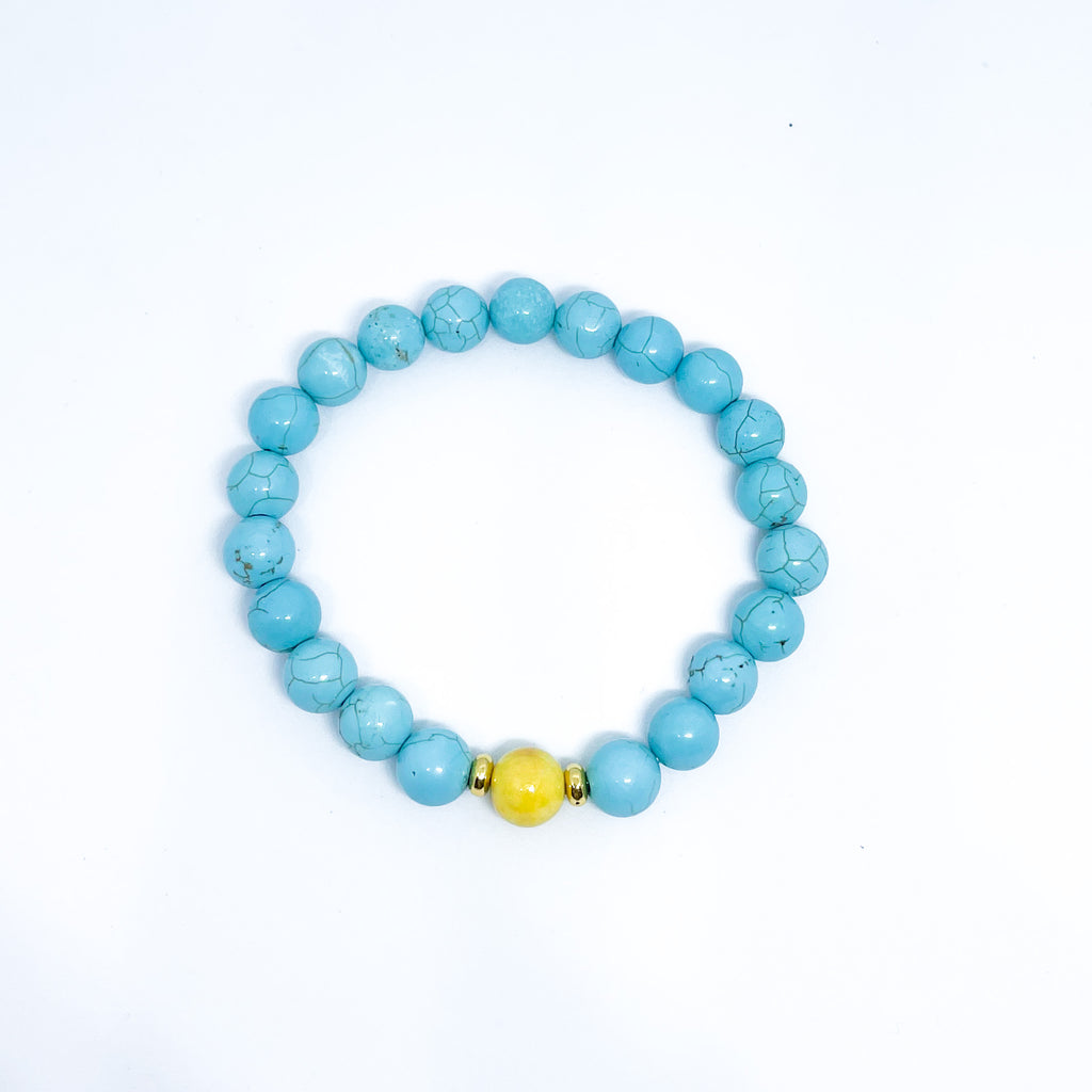 Natural Gemstone Turquoise and Jade Support Ukraine bracelets Set Nation Flag Ukranian 8mm beads