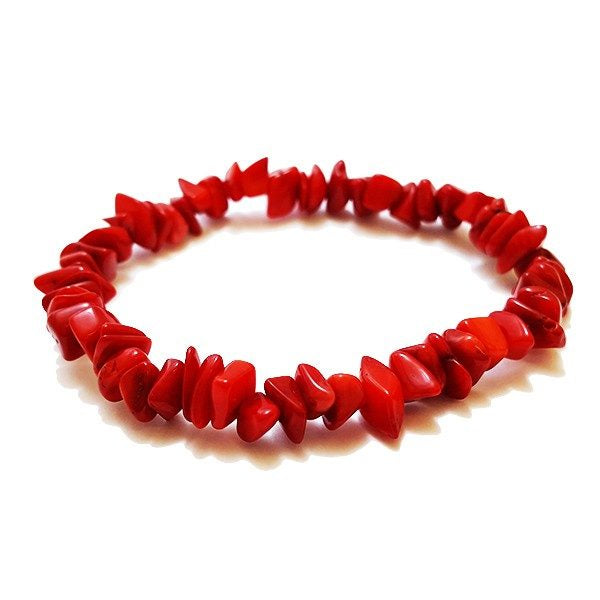 Coral Energy Chip Gemstone Bracelet