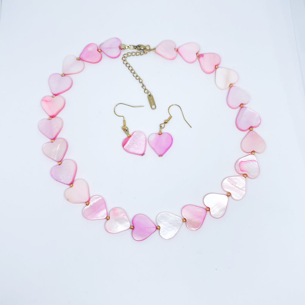 Heart shape Mother of pearl Shell Necklace set