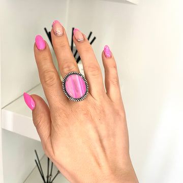 Pink Agate Energy Gemstone Ring