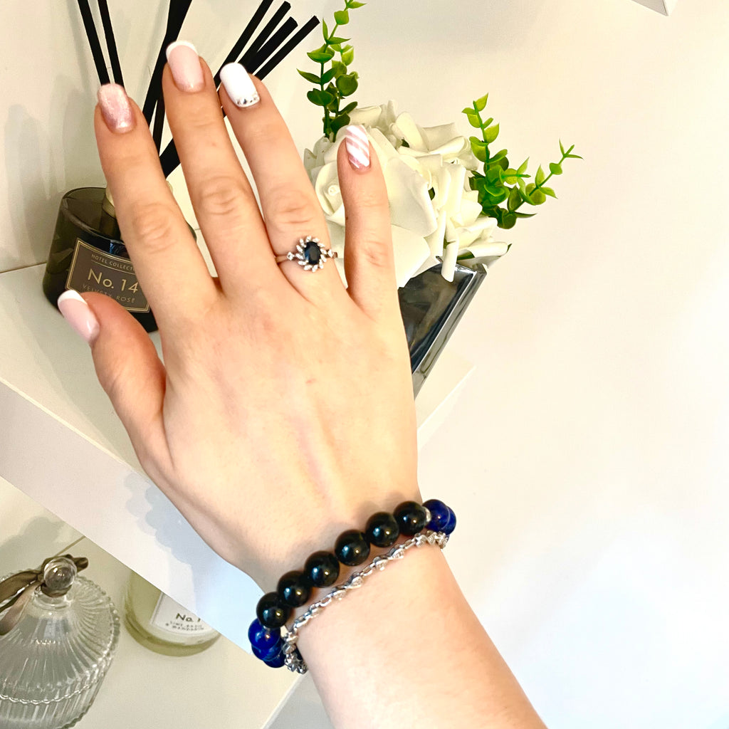 Lapis Lazuli and Black Tourmaline Energy Gemstone Bracelet