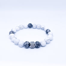 Gray Jasper and Howlite Energy Gemstone Couples Bracelet Set