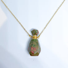 Gemstone Energy Bottle necklace Unakite (gold)