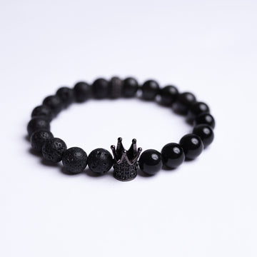 Black Lava and Obsidian Energy Gemstone Bracelet