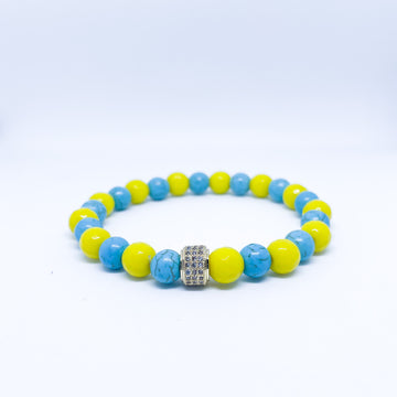 Natural Gemstone Turquoise and Jade Support Ukraine bracelet Nation Flag Ukranian 8mm 6mm beads