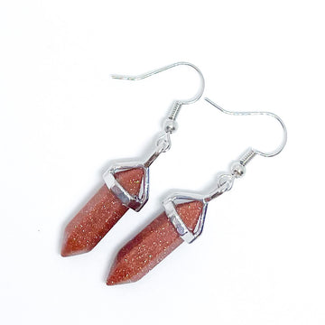 Gold Sand Stone Energy Gemstone Earrings