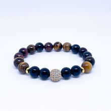 Multicolor Tiger Eye and Onyx Energy Gemstone Couples Bracelet Set