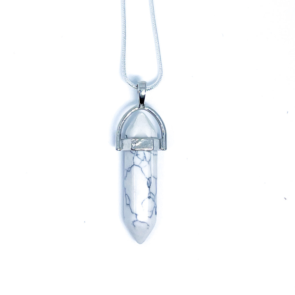 White Turquoise Energy Gemstone Crystal Necklace