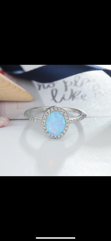 Blue Opal 925 Sterling Silver Gemstone Ring