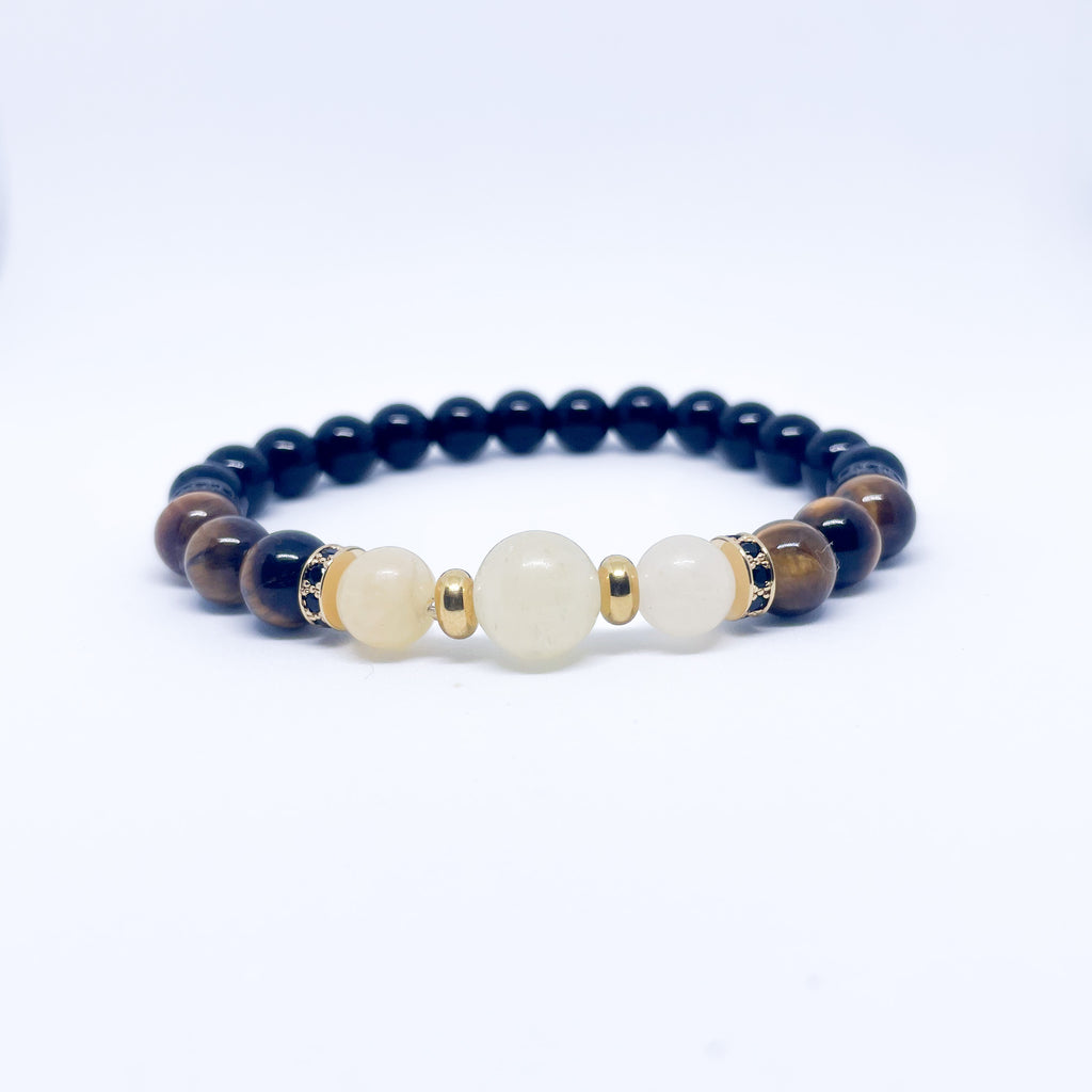 Tiger eye, Citrine and Black Tourmaline Energy Gemstone Bracelet