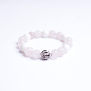 Rose Quartz and White Agate Energy Gemstone Bracelet