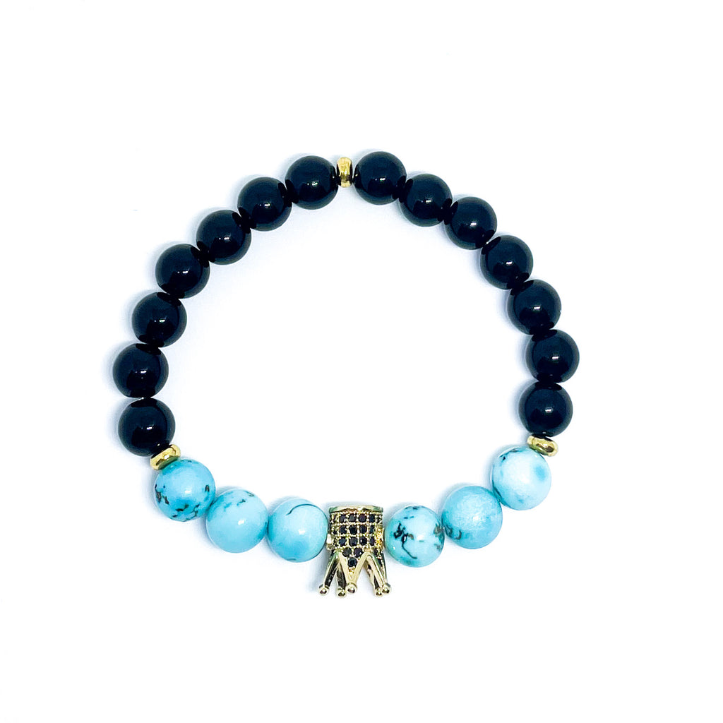 Black Agate Turquoise Energy Gemstone Bracelet