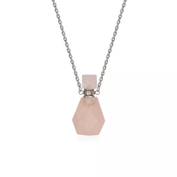 Gemstone Energy Bottle necklace Rose quartz (silver)