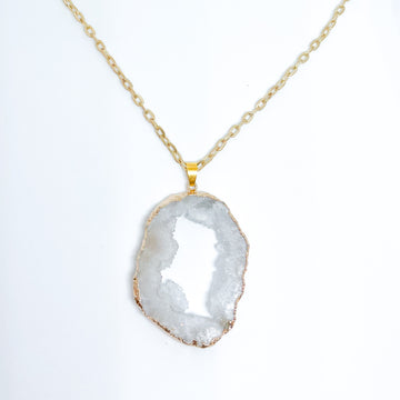 Necklace White Raw Agate Slice