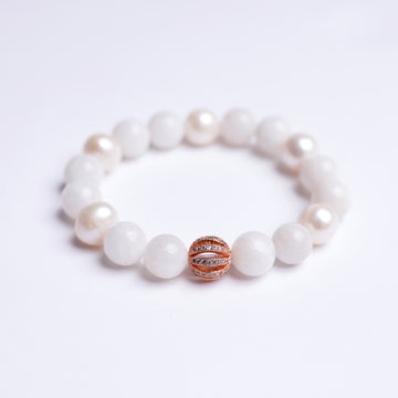 Moonstone and Pearl Energy Gemstone Bracelet