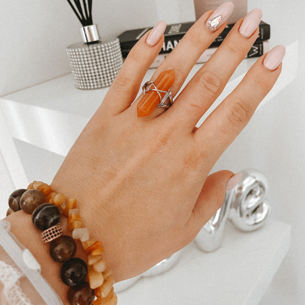 Orange Aventurine Energy Gemstone Ring