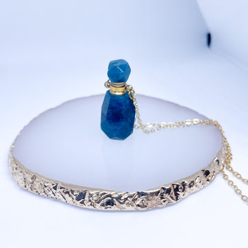 Gemstone Energy Bottle necklace Apatite with defects (gold)