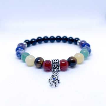 Chakra Energy Gemstone Bracelet Fatima Hamsa hand