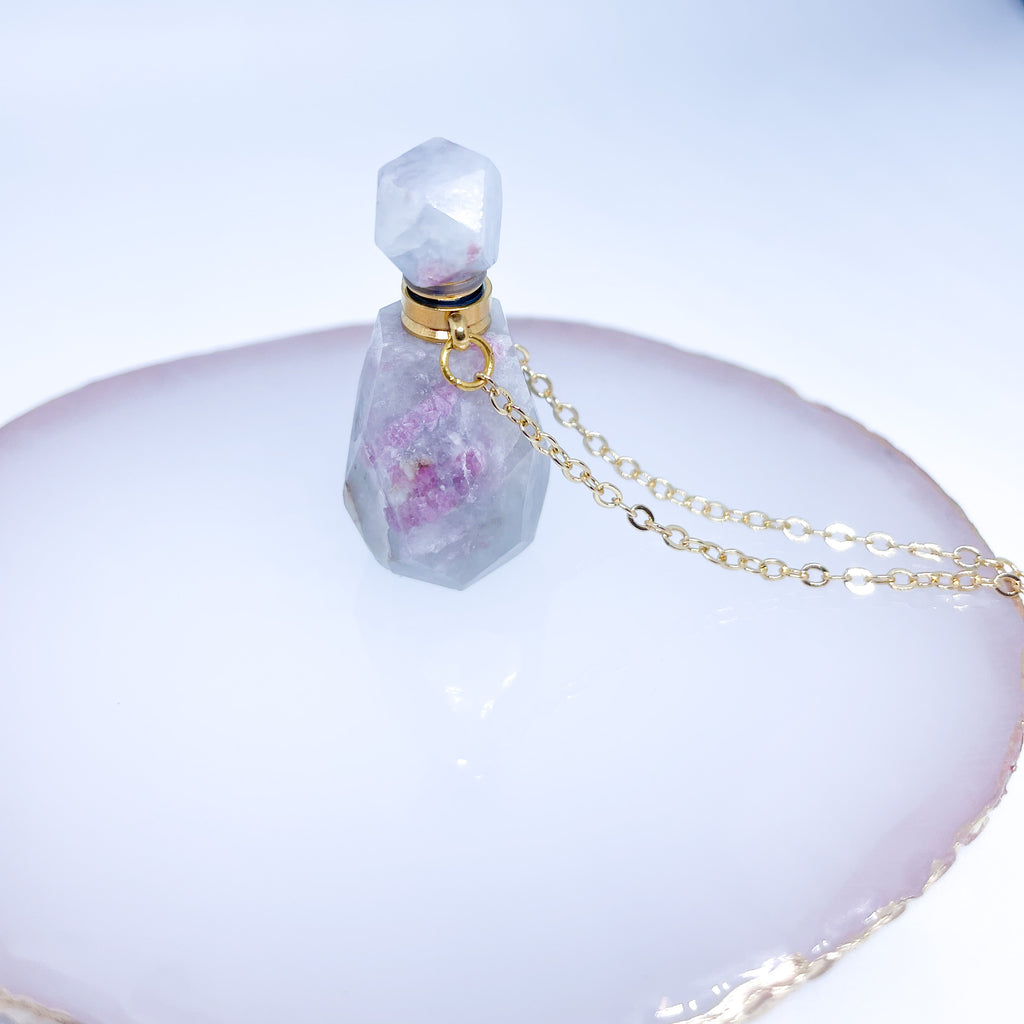 Gemstone Energy Bottle necklace Pink Tourmaline (gold)