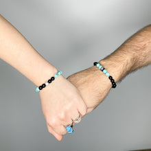 Turquoise and Onyx Energy Gemstone Couples Bracelet Set