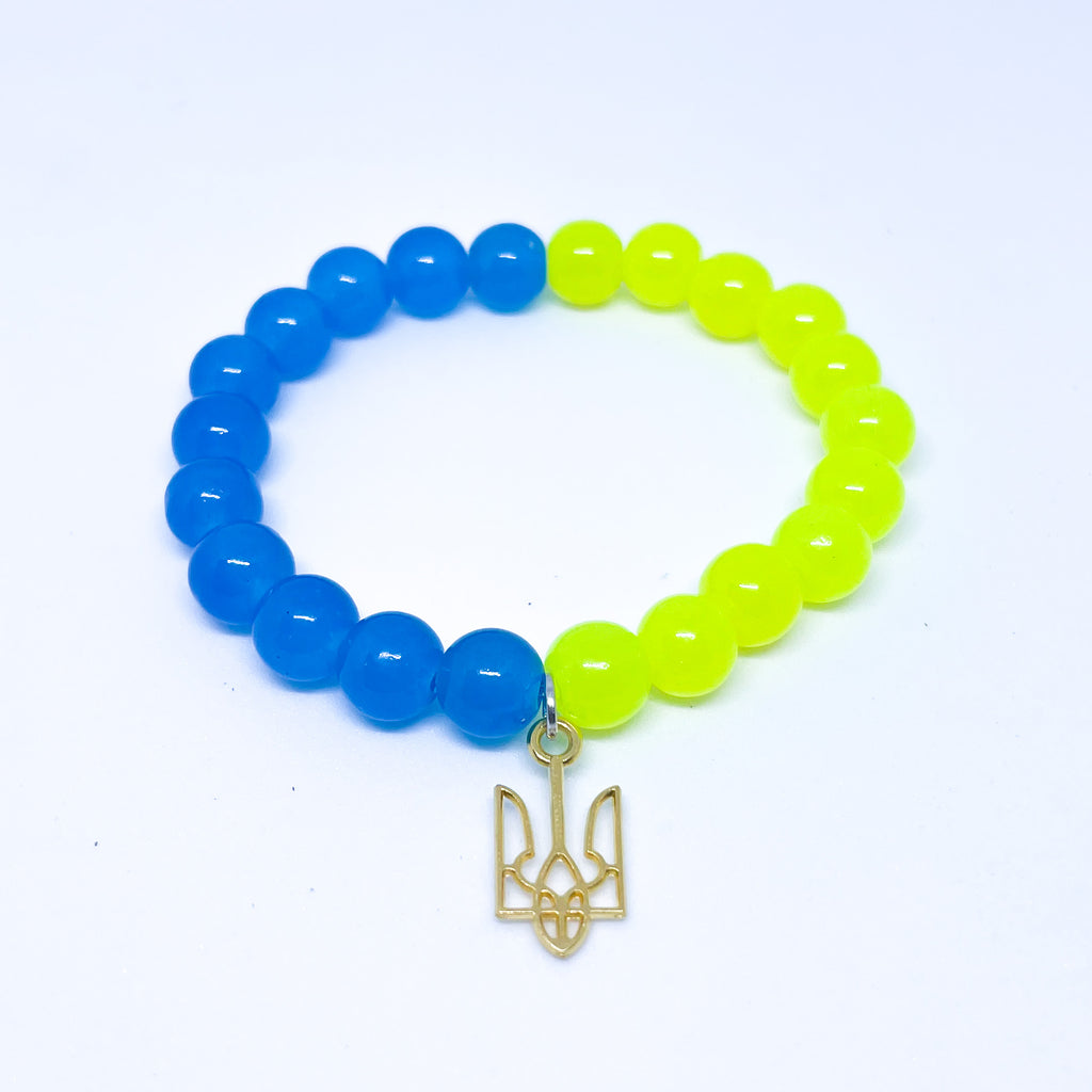 Support Ukraine bracelet Nation Flag Ukranian 8mm beads