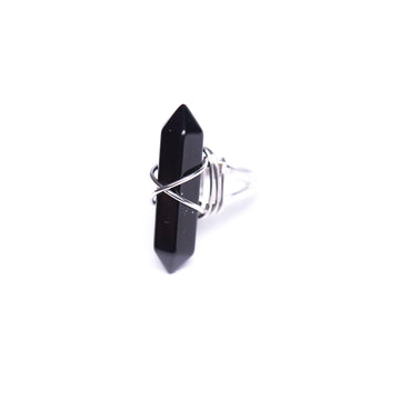 Black Agate Energy Gemstone Ring