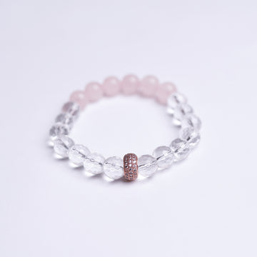 Rose and Clear Quartz Energy Gemstone Bracelet