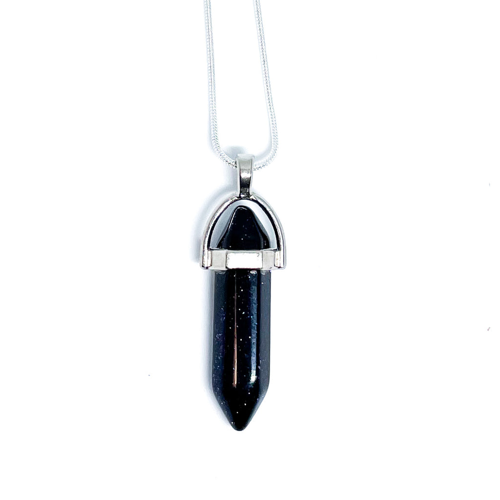 Blue Sandstone Energy Gemstone Crystal Necklace