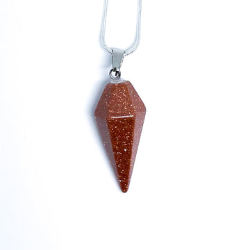 Gold Sand Stone Energy Gemstone Cone Necklace