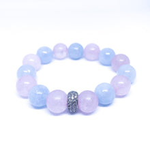 Rose Quartz Blue Aquamarines Energy Gemstone Bracelet