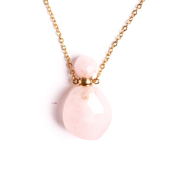 Gemstone Energy Bottle necklace Rose Quartz (gold)