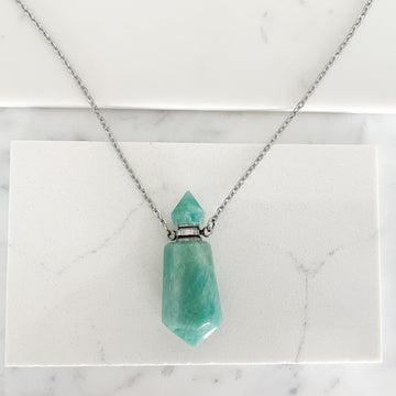 Amazonite Energy Gemstone Bottle Necklace(silver)