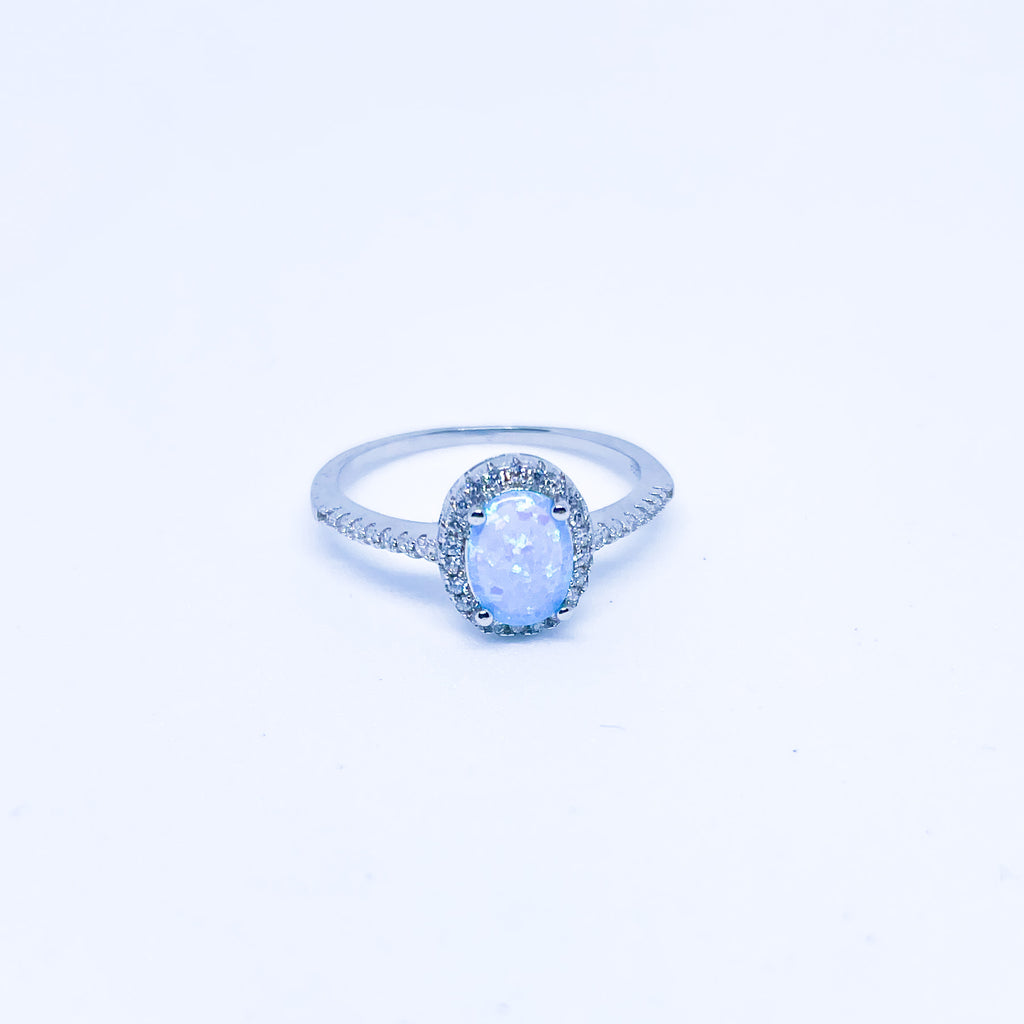 Blue Opal 925 Sterling Silver Gemstone Ring