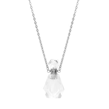 Gemstone Energy Bottle necklace Clear Quartz (silver)