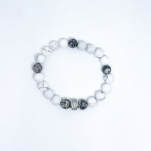 Gray Jasper and Howlite Energy Gemstone Couples Bracelet Set