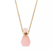 Gemstone Energy Bottle necklace Rose quartz (gold)