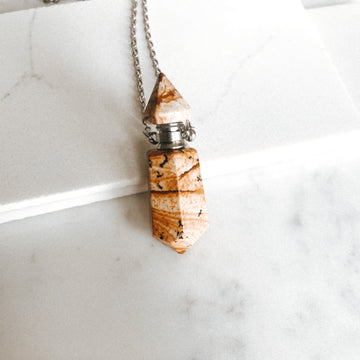 Gemstone Energy Bottle necklace Jasper (silver)