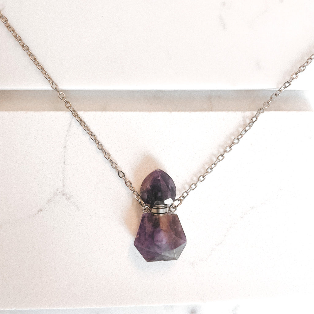 Amethyst Energy Gemstone Mini Bottle Necklace