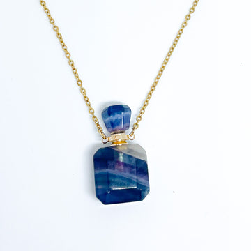 Gemstone Energy Bottle necklace Fluorite (gold)