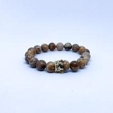 Picture Jasper and Black Lava Energy Gemstone Couples Bracelet Set