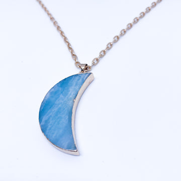 Necklace Agate Slice in Moon Chape