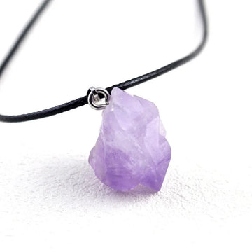 Raw Amethyst Energy Gemstone Crystal Necklace