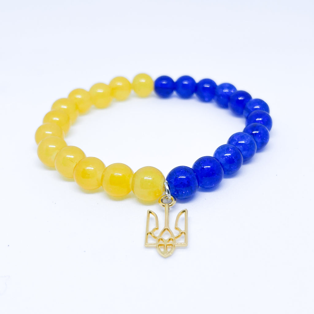 Support Ukraine bracelet Nation Flag Ukranian 8mm beads